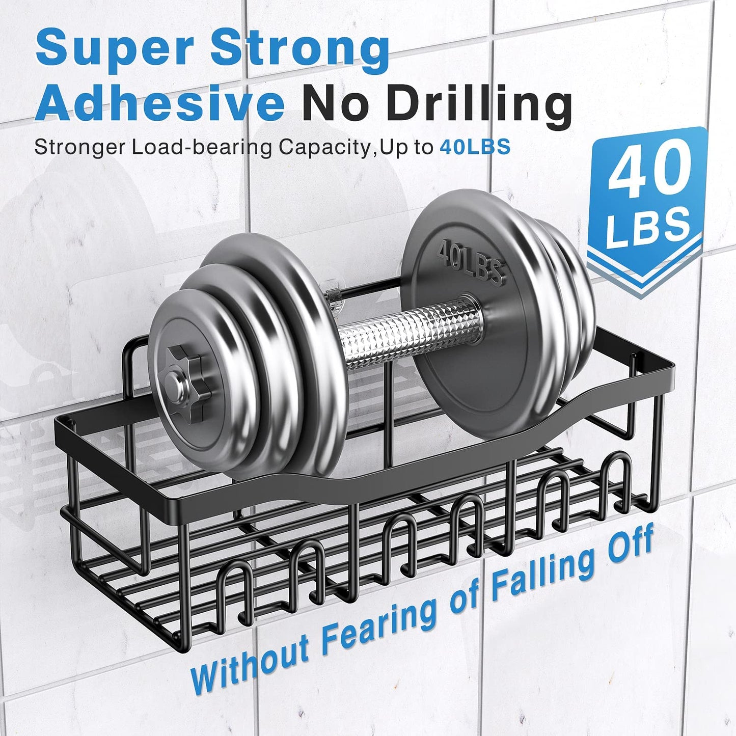 EUDELE Adhesive Shower Caddy 5-Pack – Rustproof Stainless Steel