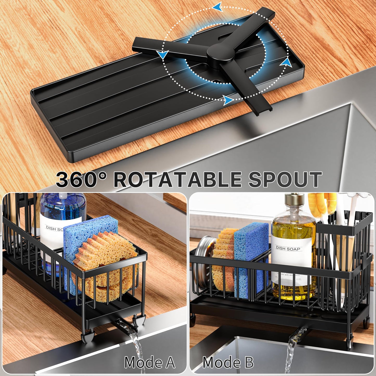 Cisily Kitchen Sink Caddy Organizer – Black